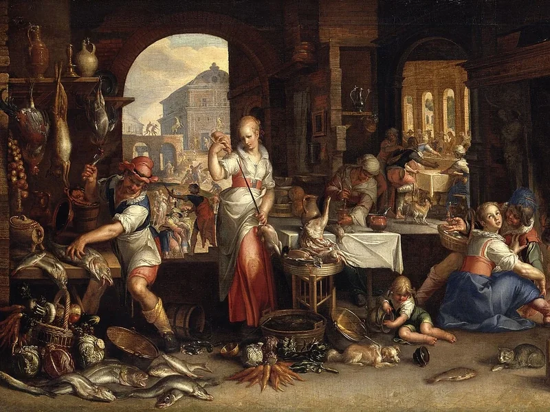 1598-Johan Wtewael - Cucina con la parabola della grande cena